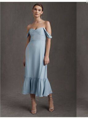 BHLDN Munroe Georgette Dress in Storm Blue Sz 4